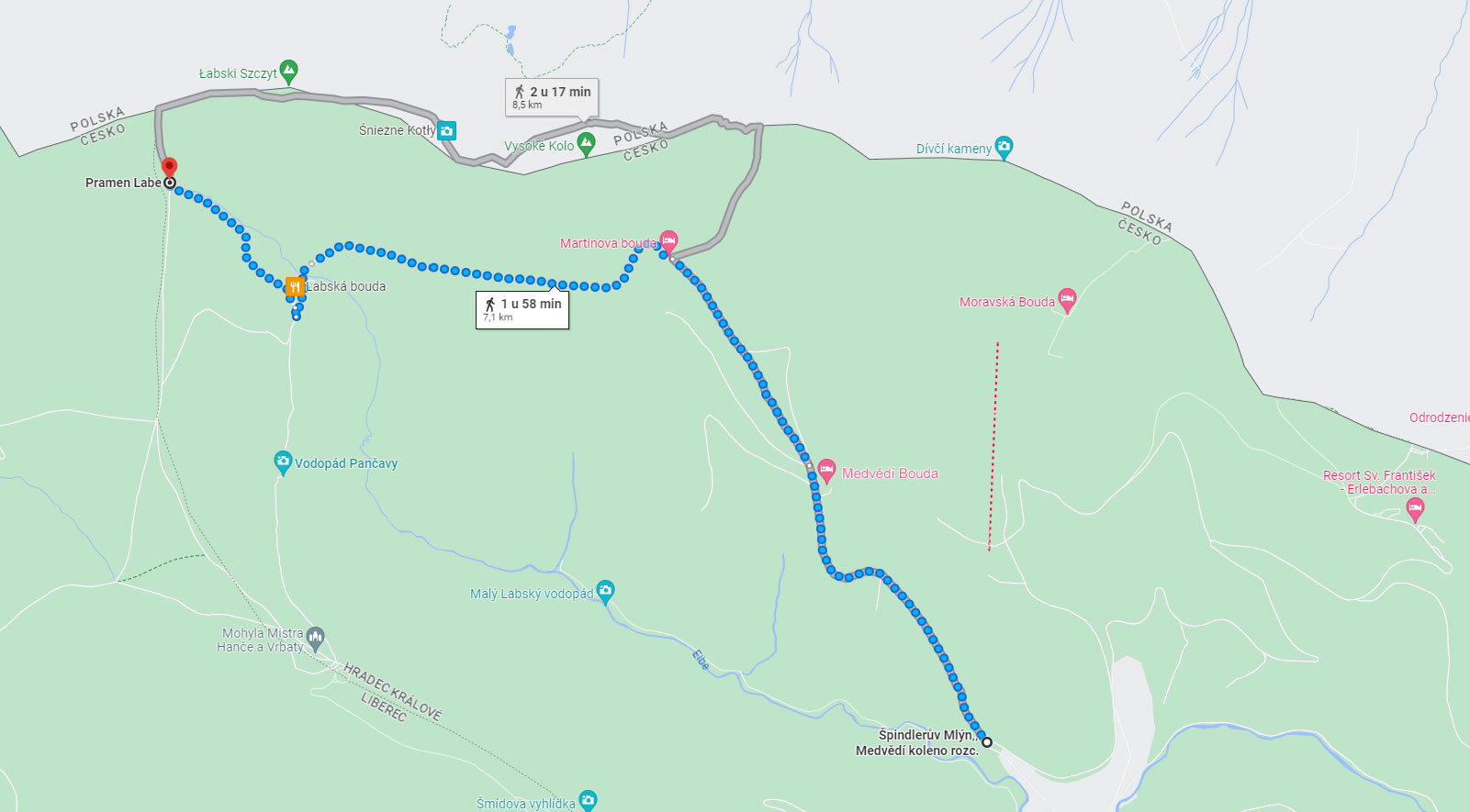 wandelroute Pramen Labe wandelroute Pramen Labe